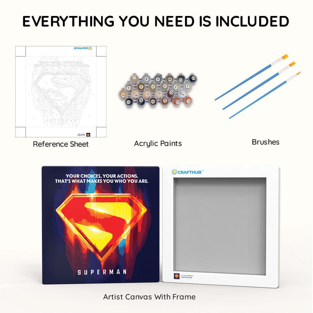 Painting By Numbers Kits 9.8" x 9.8" (25x25cm) Superman Logo - Paint By Numbers Kit
