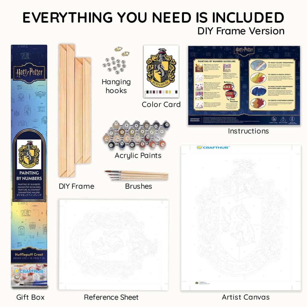 Animal Jigsaw Puzzle > Wooden Jigsaw Puzzle > Jigsaw Puzzle With DIY Wood Frame Hufflepuff Crest - Paint By Numbers Kit