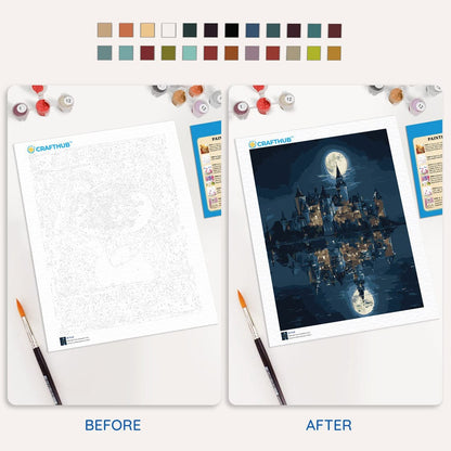 Painting By Numbers Kits 15.7" x 19.6" (40 x 50cm) Castle in Moonlight - Paint By Numbers Kit