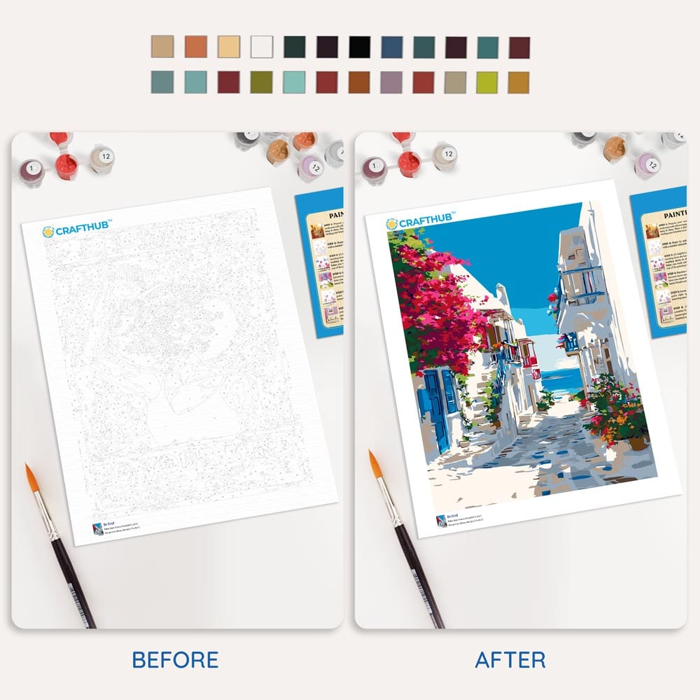 Painting By Numbers Kits 15.7" x 19.6" (40 x 50cm) Santorini Sea View - Paint By Numbers Kit